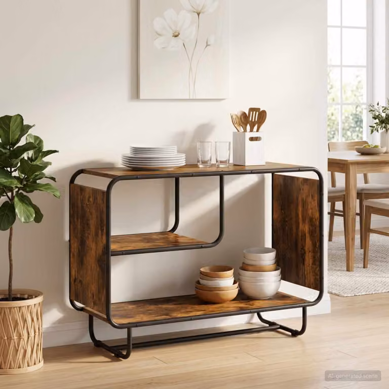 Credenza vidaXL in Rovere Fumo e Metallo, Stile Industrial, L 93.5 x P 37.5 x H 64.5 cm