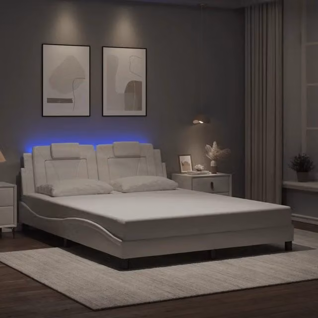 Letto Giroletto Viana vidaXL Bianco con LED e Porte USB L/P/H: 200 x 160 x 74,5 cm – 1