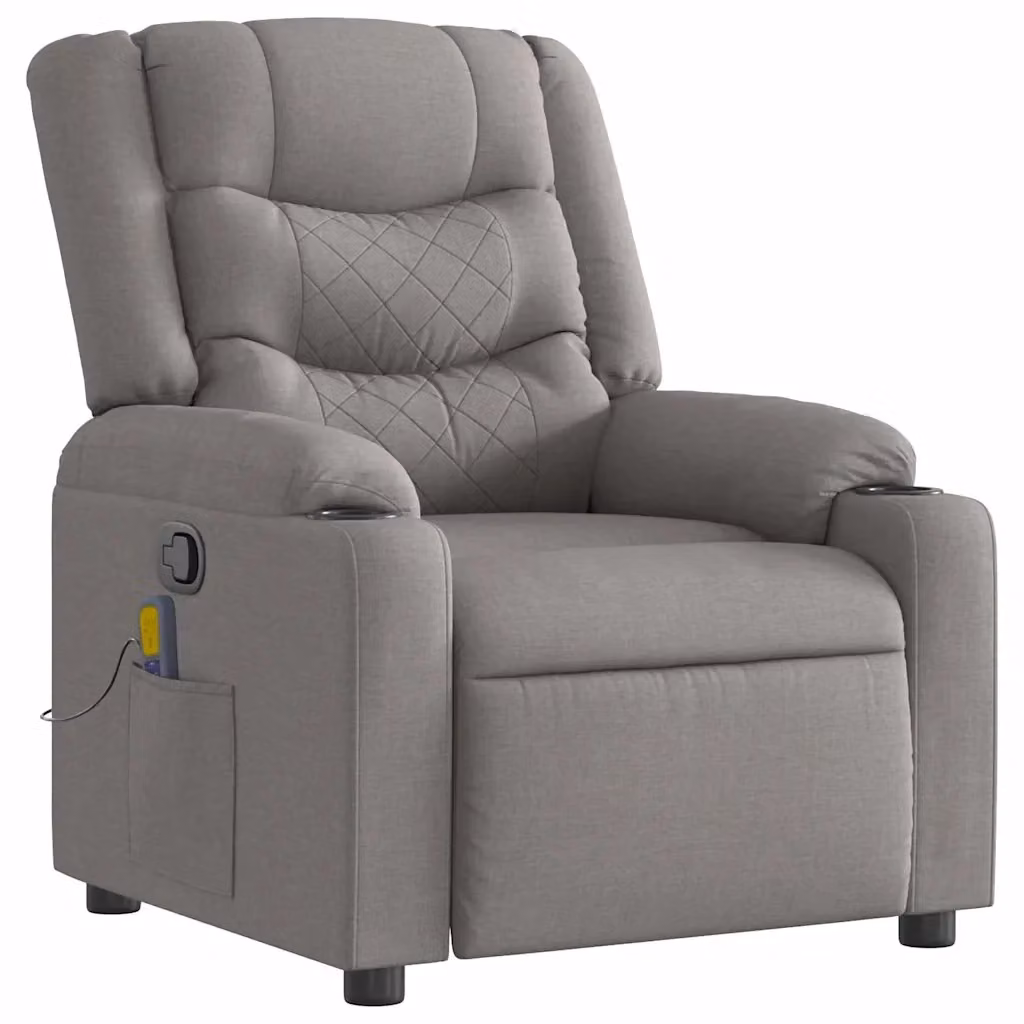 Poltrona Reclinabile Relax vidaXL in Tessuto Beige e Grigio con Braccioli e Regolazione Manuale – 2