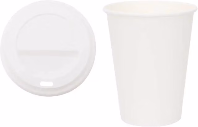 Set di 1000 tazze da caffè in carta con coperchi bianchi da 300 ml CFW2154369