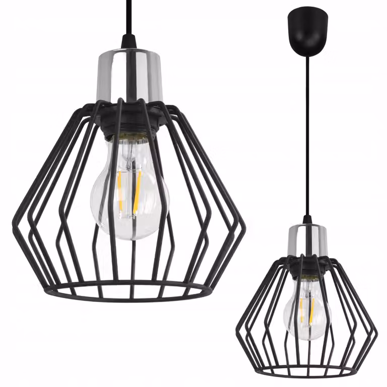 Lampada a sospensione, lampadario da soffitto, paralume in filo metallico, LED