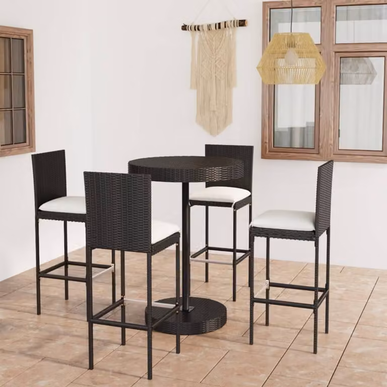 Maison Exclusive - Set Bar da Giardino 5 pz con Cuscini Polyrattan Nero