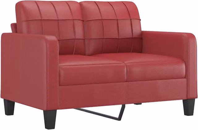 Divano moderno da soggiorno in similpelle rossa con struttura in metallo L: 138 cm, P: 80 cm, H: 77 cm – 1
