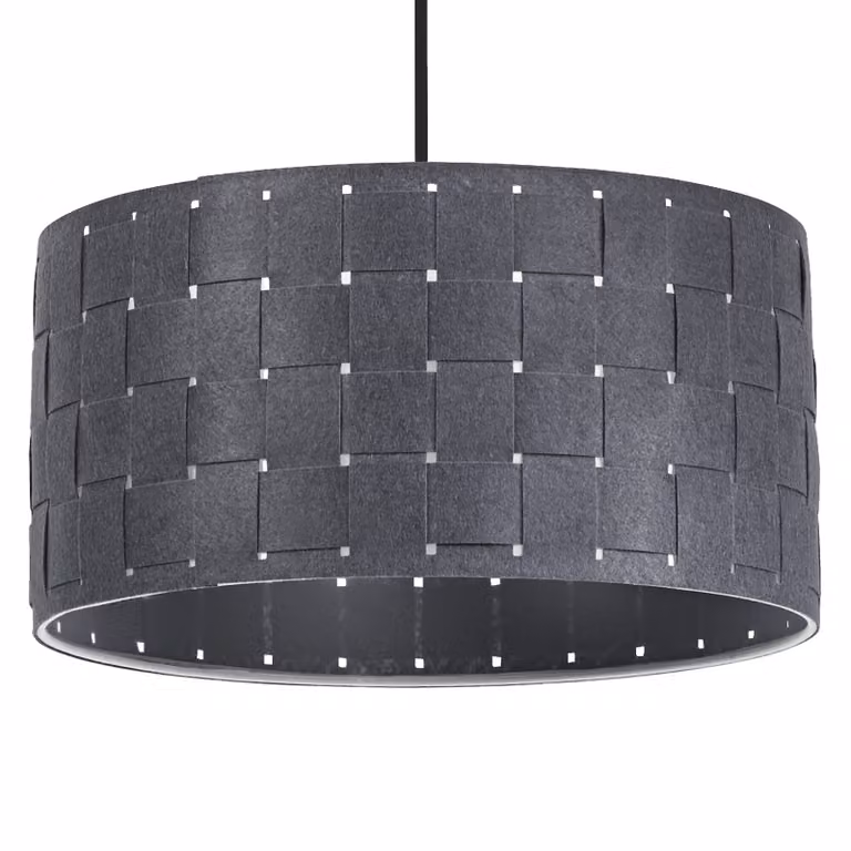 LEDVANCE lampada a sospensione decorativa grigia in feltro e metallo, E27, diametro 380 mm, luce calda grazie al paralume intrecciato, sostenibile grazie alla sorgente luminosa sostituibile, facile installazione