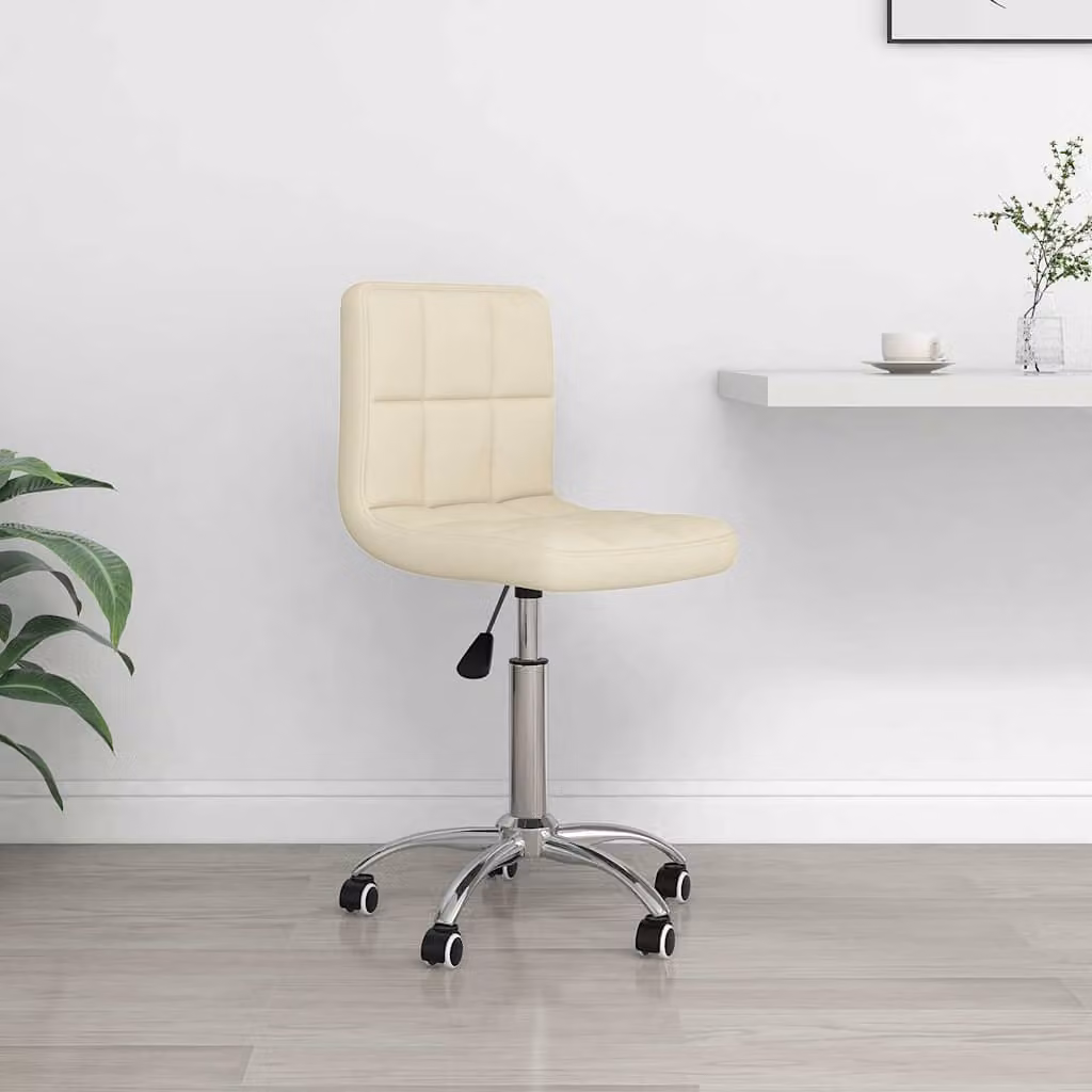 Sedia da ufficio girevole vidaXL in tessuto beige con base in metallo e ruote