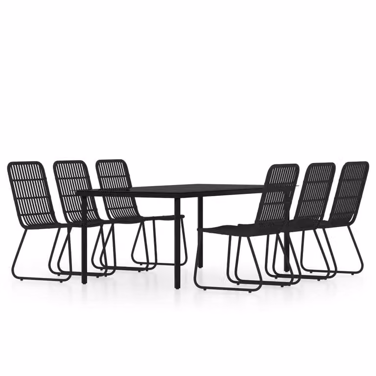 Set da Pranzo per Giardino 7 pz con Cuscini Nero
