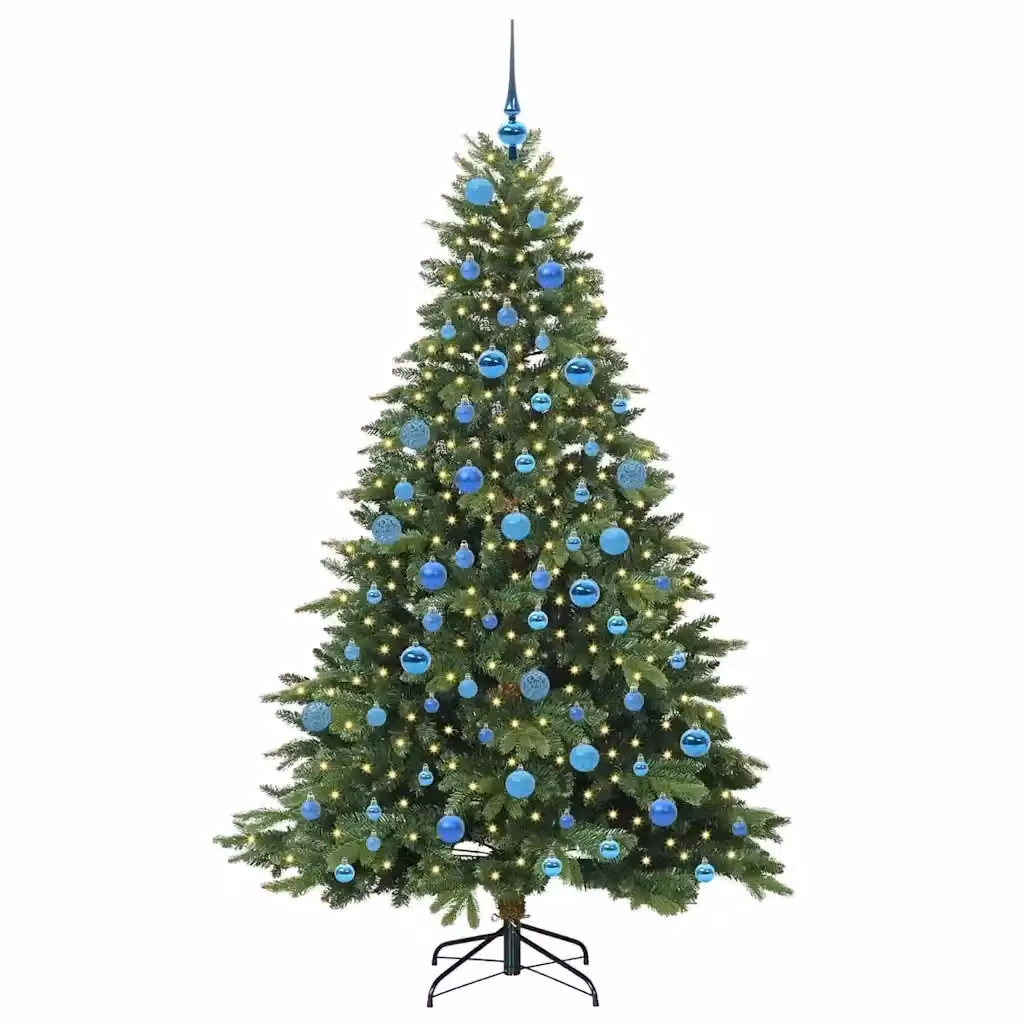 Albero di Natale artificiale moderno vidaXL verde con 300 LED luce bianca calda in PE e PVC, Altezza: 180 cm – 2