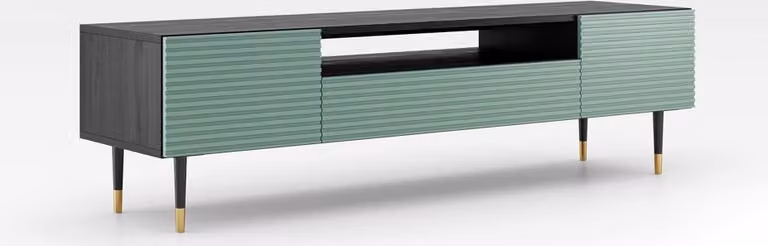 Mobile TV con cassetto MILIONA 2 - verde pistacchio / grigio