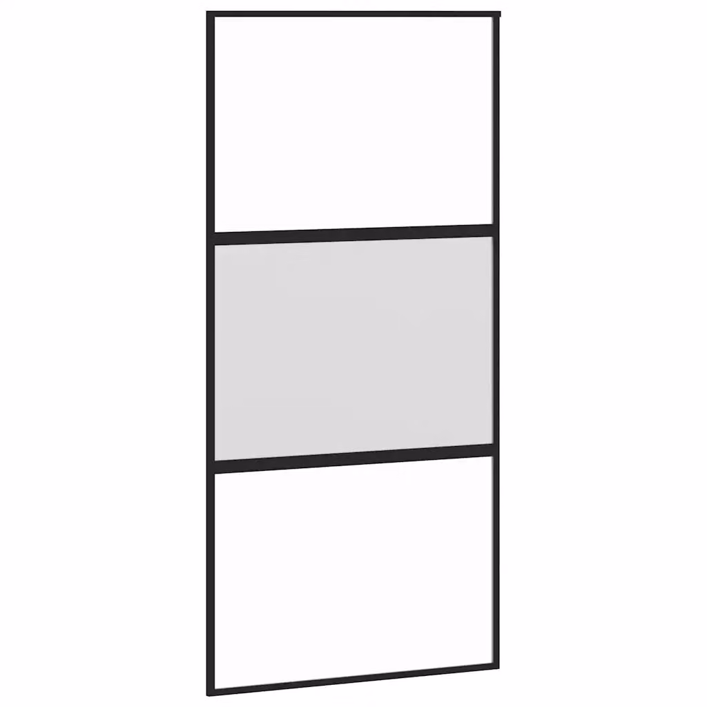 Porta Scorrevole vidaXL in Vetro Trasparente e Alluminio Nero L: 102,5 cm, H: 205 cm – 2