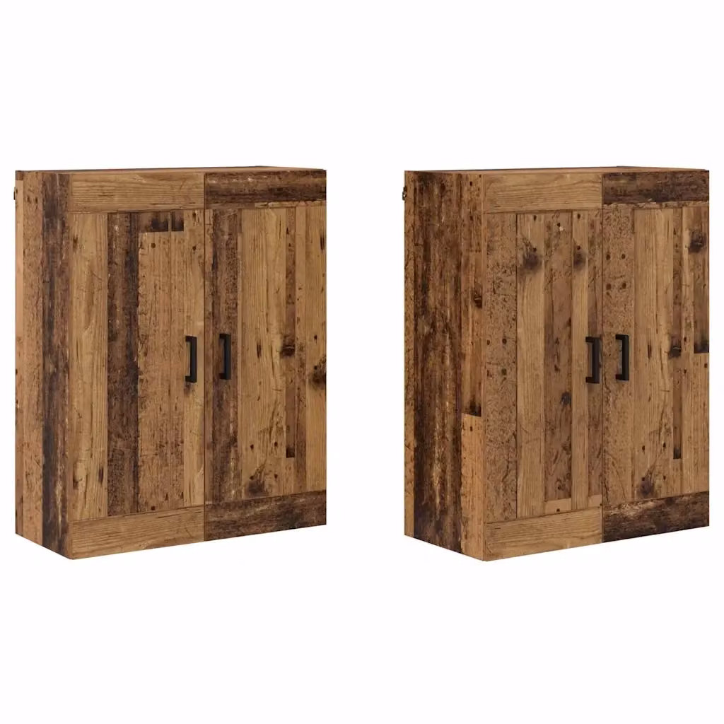 Set di 2 mobili a muro moderni vidaXL in legno marrone con ante a battente e ripiani interni L/P/H: 69,5 x 34 x 90 cm – 2