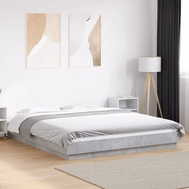 Giroletto Luci LED Grigio Cemento 150x200 cm Legno Multistrato 3281094