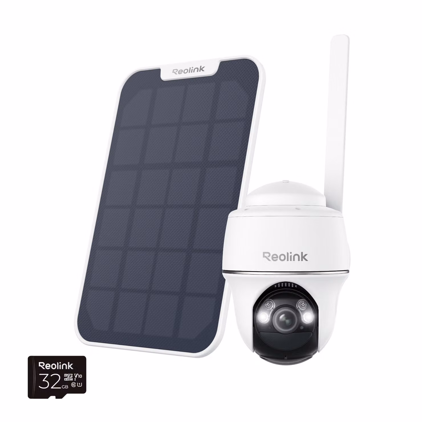 Reolink Go PT Plus + pannello solare, telecamera di sorveglianza a batteria 2K+ 5MP 4G LTE, pan e tilt, senza Wi-Fi, scheda SD da 32 GB