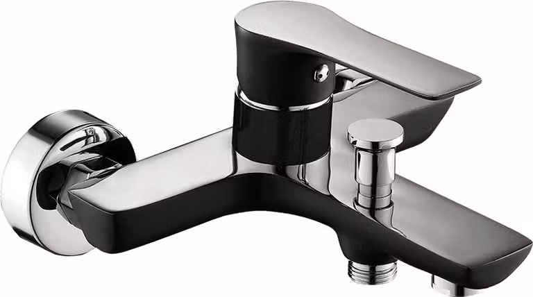 Miscelatore da bagno di design per montaggio a parete senza set doccia nero