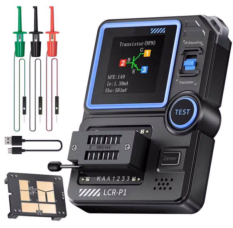 Tester per condensatori, componenti SMD, capacità, resistenza, transistor, display da 1,44 pollici