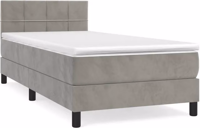 Letto singolo | Letto per adulti | Giroletto a Molle con Materasso Grigio Chiaro 100x200cm Velluto