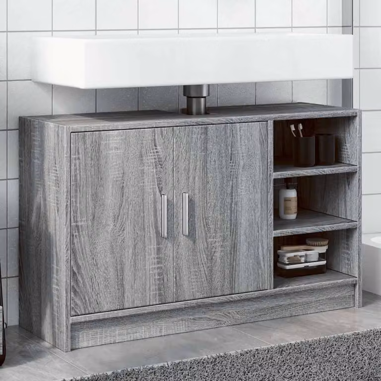Mobile Lavabo vidaXL Grigio Sonoma per Bagno con Ripiano Aperto, L 90 x P 29 x H 55 cm
