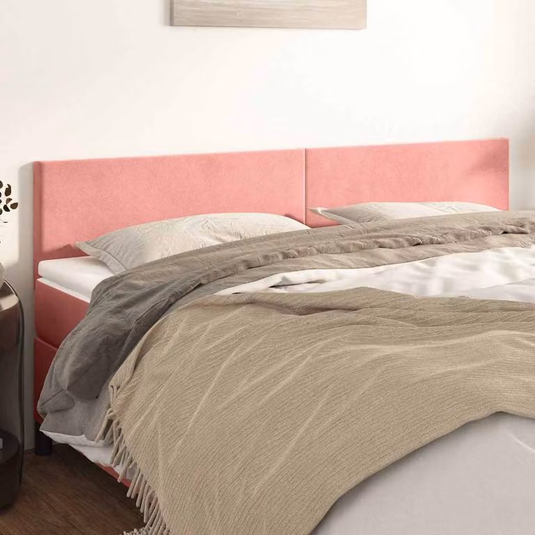 Testiera per letto vidaXL in velluto rosa con pannello imbottito L: 200 cm, P: 5 cm, H: 78-88 cm