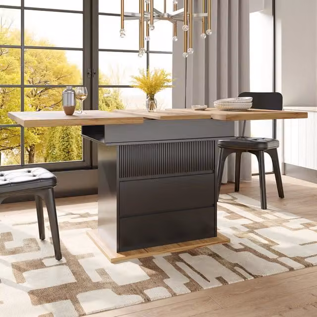 Tavolo da pranzo allungabile MIVRAY marrone con piano in MDF e struttura in metallo L/P/H: 110-140 x 80 x 75 cm