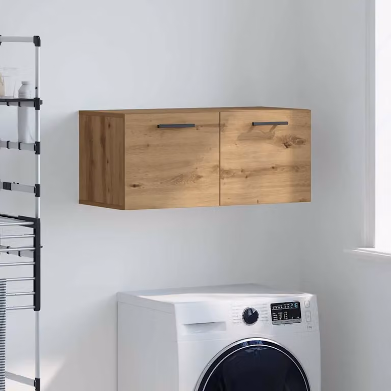 Armadietto a muro vidaXL in legno color rovere marrone con ante a battente e ripiani interni L: 80 cm, P: 36.5 cm, H: 35 cm