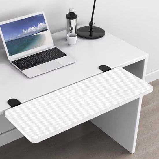Ibenzoa® Estensione scrivania da 60 cm – regolabile in altezza, spazio per monitor, tastiera e mouse, superficie di lavoro antiscivolo, resistente e che favorisce la circolazione dell'aria