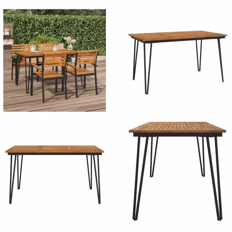 vidaXL Tavolo da giardino con gambe a forcina 140×80×75 cm in legno massiccio di acacia - Tavolo da giardino - Tavoli da giardino - Tavolo da esterno - Tavolo da patio