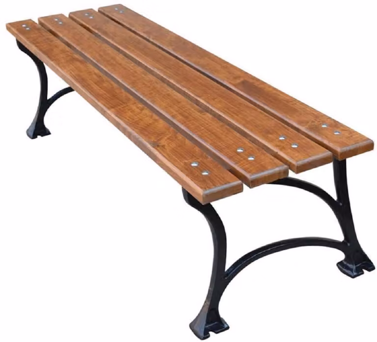 Casa Padrino Panca da giardino liberty senza schienale marrone/nero 180 x 43 x h. 42 cm - panchina panca da parco panca in legno - arredo giardino