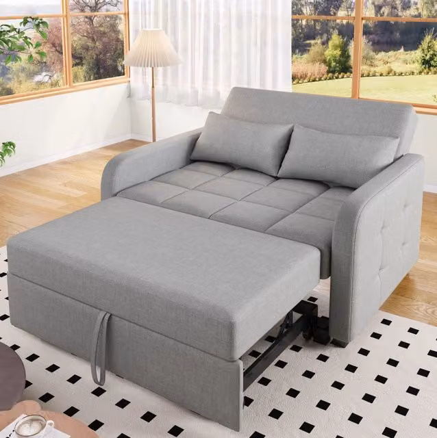 Divano letto multifunzione 180x110 cm grigio antico con schienale regolabile HOMVRA