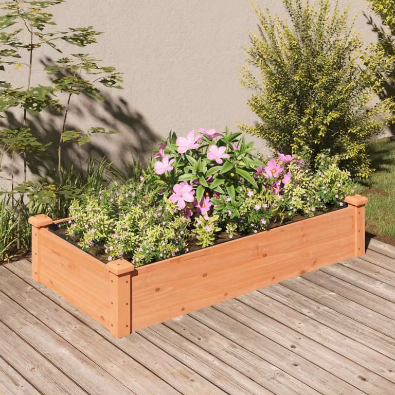 Fioriera da giardino rialzata vidaXL in legno di abete massello con fodera marrone L: 120 cm, P: 60 cm, H: 25 cm