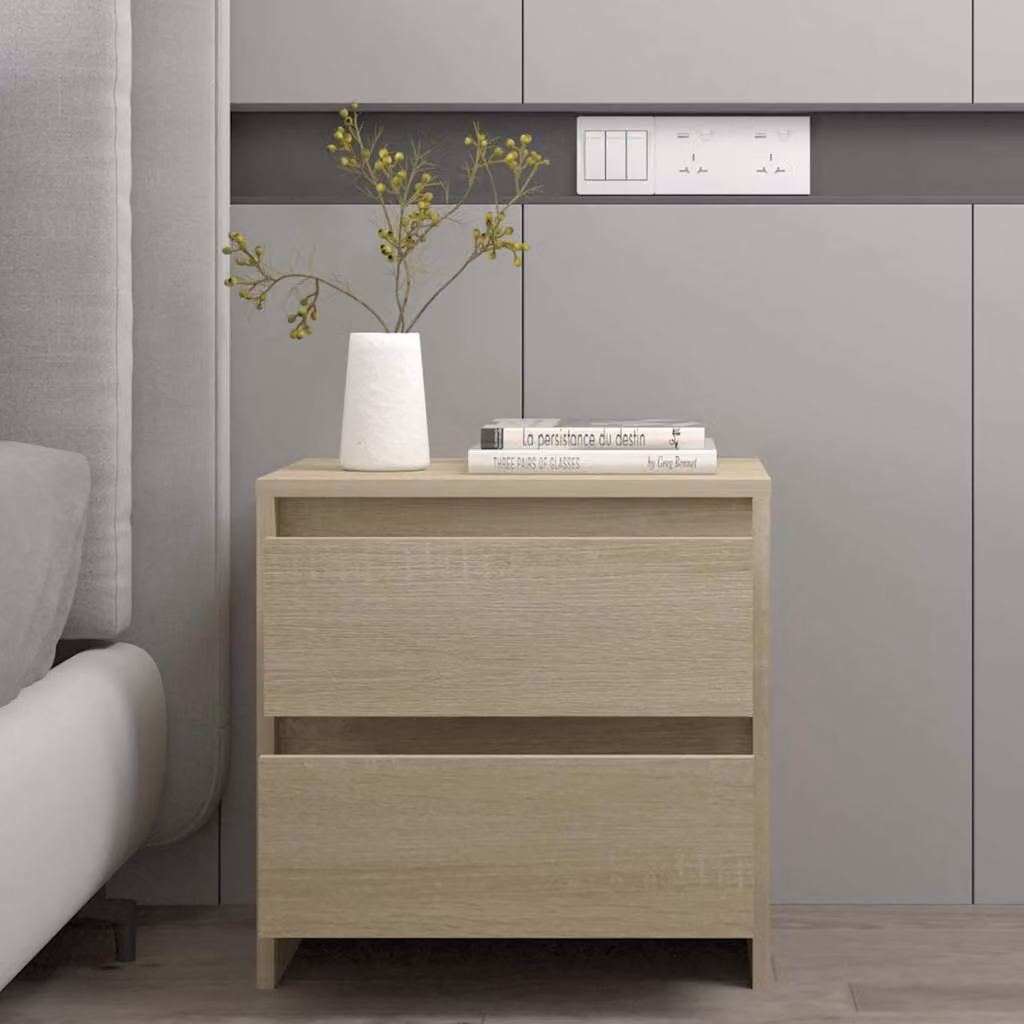 Comodino moderno vidaXL in Rovere Sonoma e MDF, Colore Beige/Marrone, L 45 cm x P 34,5 cm x H 44,5 cm