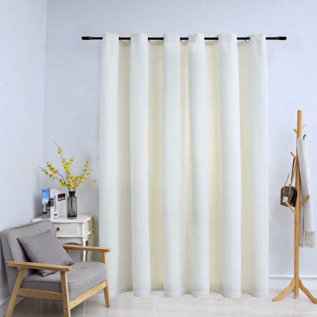 Tenda Oscurante vidaXL in Velluto Beige con Anelli in Metallo L: 290 cm, H: 245 cm