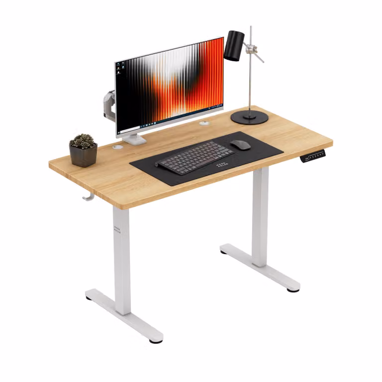 Scrivania elettrica Mark Adler Leader 6.9 Craft - altezza regolabile 72-118 cm, ErgoHub Flex, look legno 120×60 cm, motore silenzioso, gestione dei cavi,