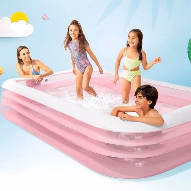 Piscina Gonfiabile Rettangolare Trade Shop Rosa per Bambini e Famiglie, L 305 x P 183 x H 56 cm