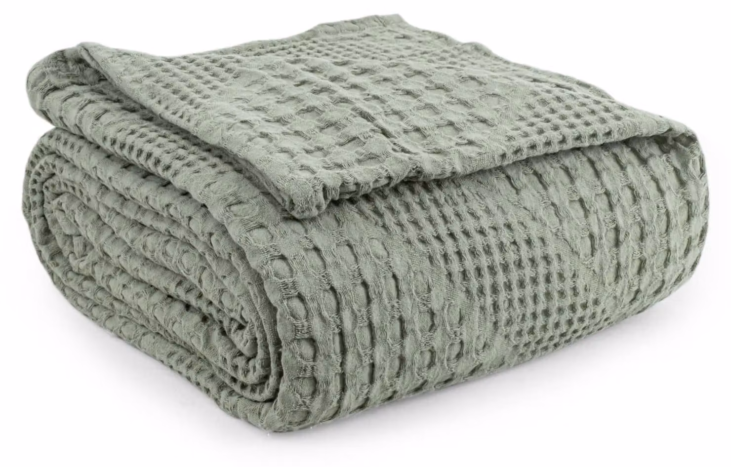 Lenzuolo matrimoniale super king size, 250x280 cm, 100% cotone, color verde salvia, motivo waffle
