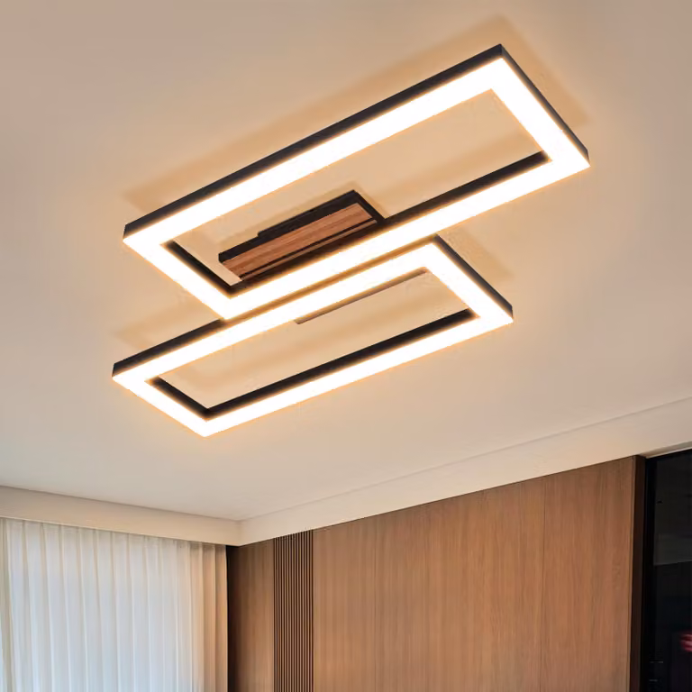 ZMH Lampada da soffitto a LED per camera da letto, 49 cm, nera, 3000K, design rettangolare, lampada da corridoio per soggiorno, cucina e studio