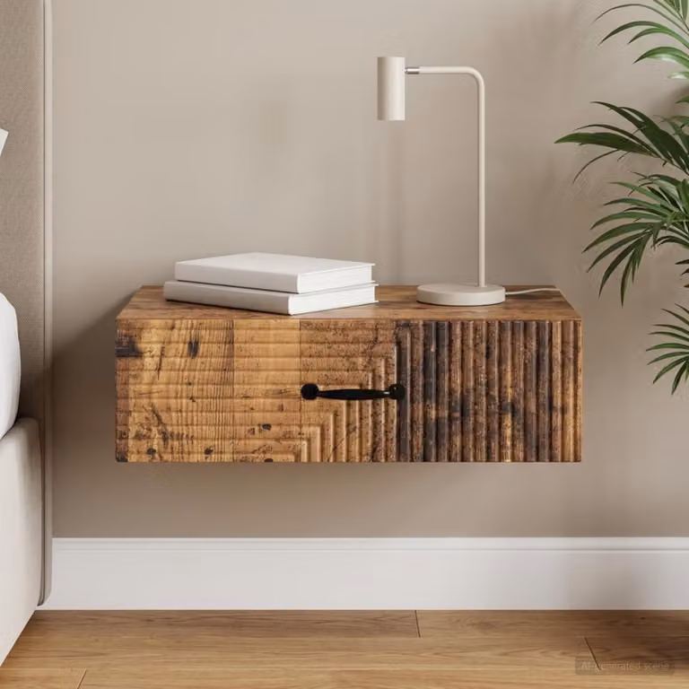 vidaXL Tavolino da Parete Laterale in Legno Antico Marrone L/P/H: 59 x 34,5 x 17 cm