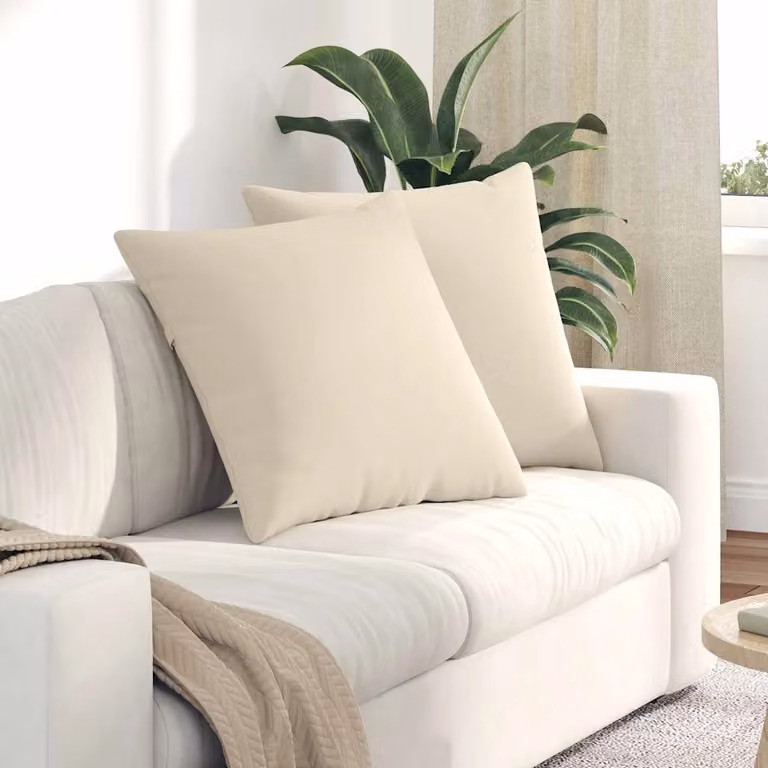 Set di 2 cuscini da divano vidaXL in tessuto beige con fodera rimovibile, L 60 x P 60 cm