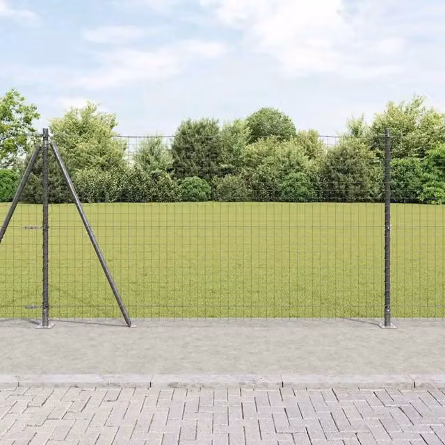 Recinzione Euro vidaXL in acciaio rivestito in PVC grigia con base per installazione interrata L: 12 m, H: 1,2 m, P: 0,27 m – 1