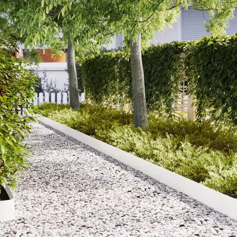 Set di 10 bordure per prato vidaXL in acciaio, colore bianco, L: 100 cm, P: 0,05 cm, H: 20 cm
