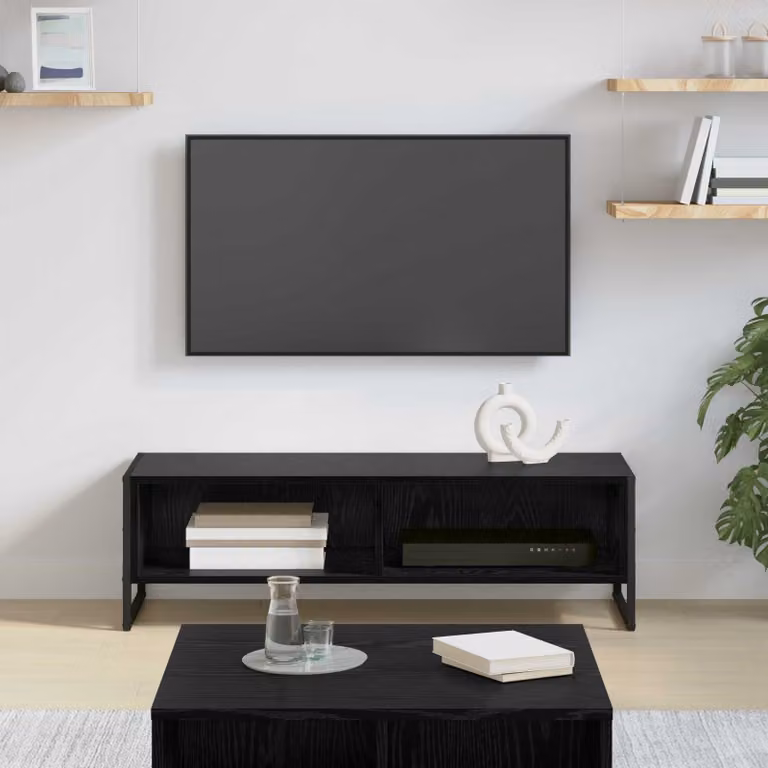 Mobile TV vidaXL in stile industriale, colore nero e rovere, L 100 x P 36 x H 30,5 cm