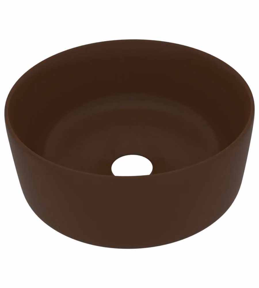 Lavandino da appoggio rotondo vidaXL in ceramica marrone scuro opaco L: 40 cm, P: 40 cm, H: 15 cm – 2