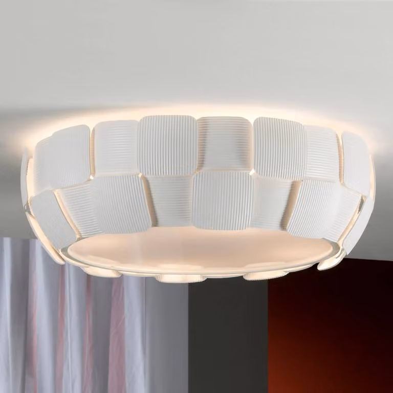 Schuller Valencia Plafoniera soffitto QUIOS, Bianco / Opale, Soggiorno / Sala da pranzo, Metallo, Moderno, Plafoniera