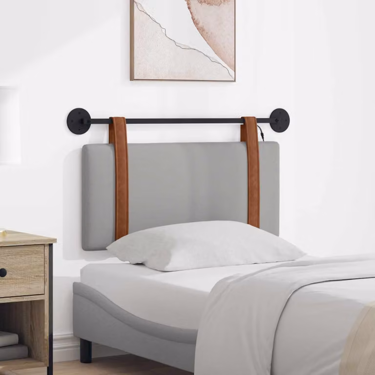 Testiera sospesa vidaXL in similpelle Grigio con illuminazione integrata e pannello imbottito