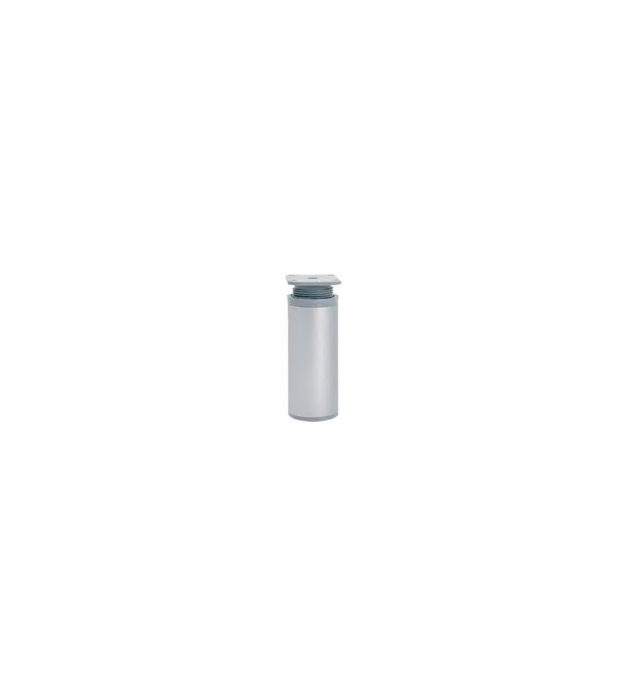 Piede tondo regolabile in plastica 40 - H.100 mm. grigio alluminio