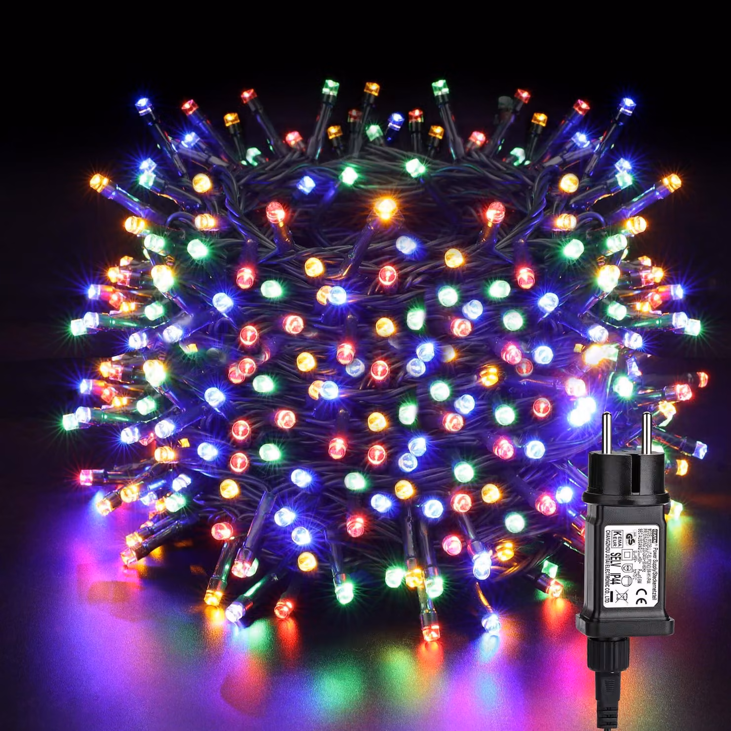 Catena luminosa da 50 metri, con 500 LED colorati, 8 modalità di illuminazione, impermeabile per uso esterno