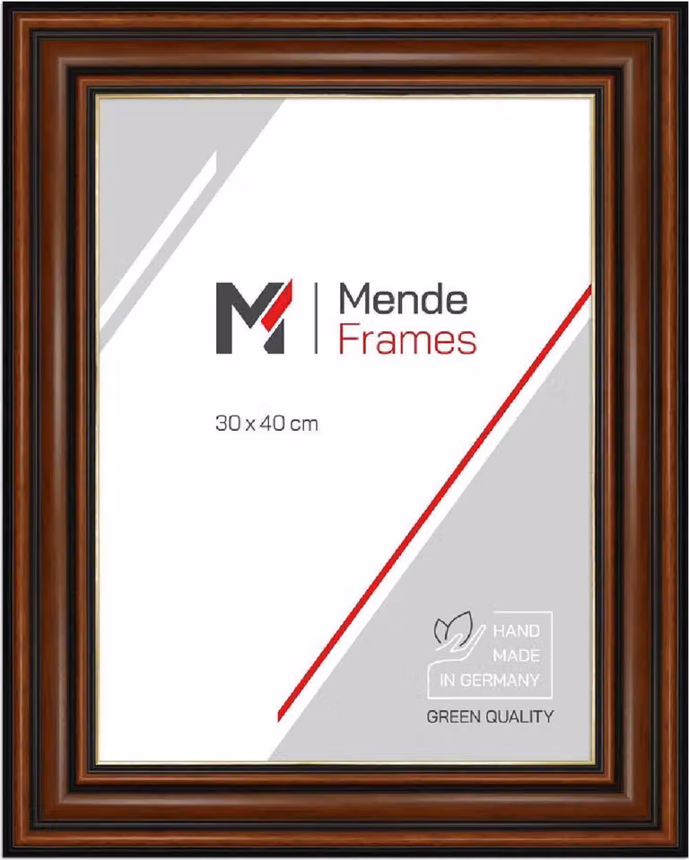 Telaio in legno MendeFrames H017, noce con bordo dorato, 20x30 cm