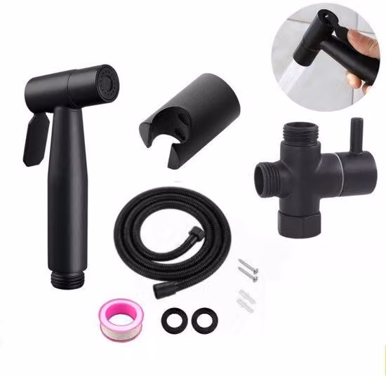 Doccia manuale elettrica con funzione bidet - dotata di ugello spray resistente alla pressione - impermeabile - per il bagno - colore nero