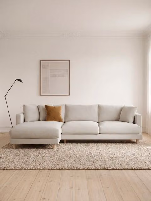 Divano Malmo Kenay Home con chaise longue sinistra, 3 posti, colore perla, L: 275 cm