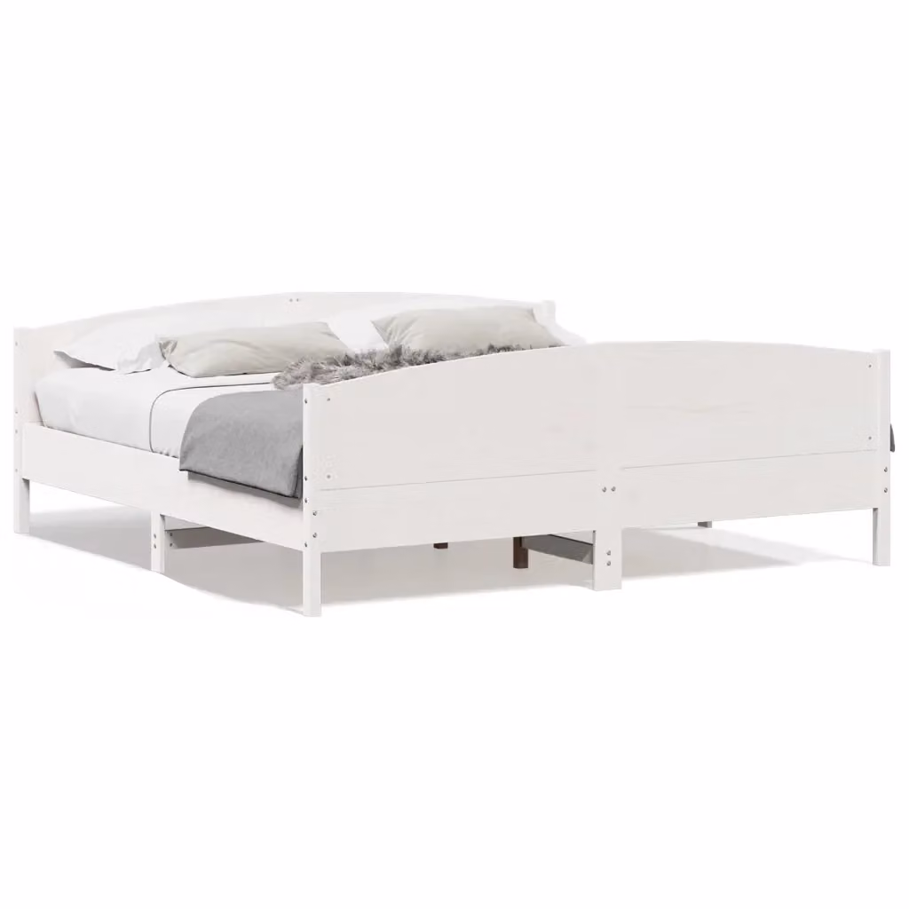 Giroletto vidaXL in legno di pino massello bianco con doghe piatte 200x200 cm – 2