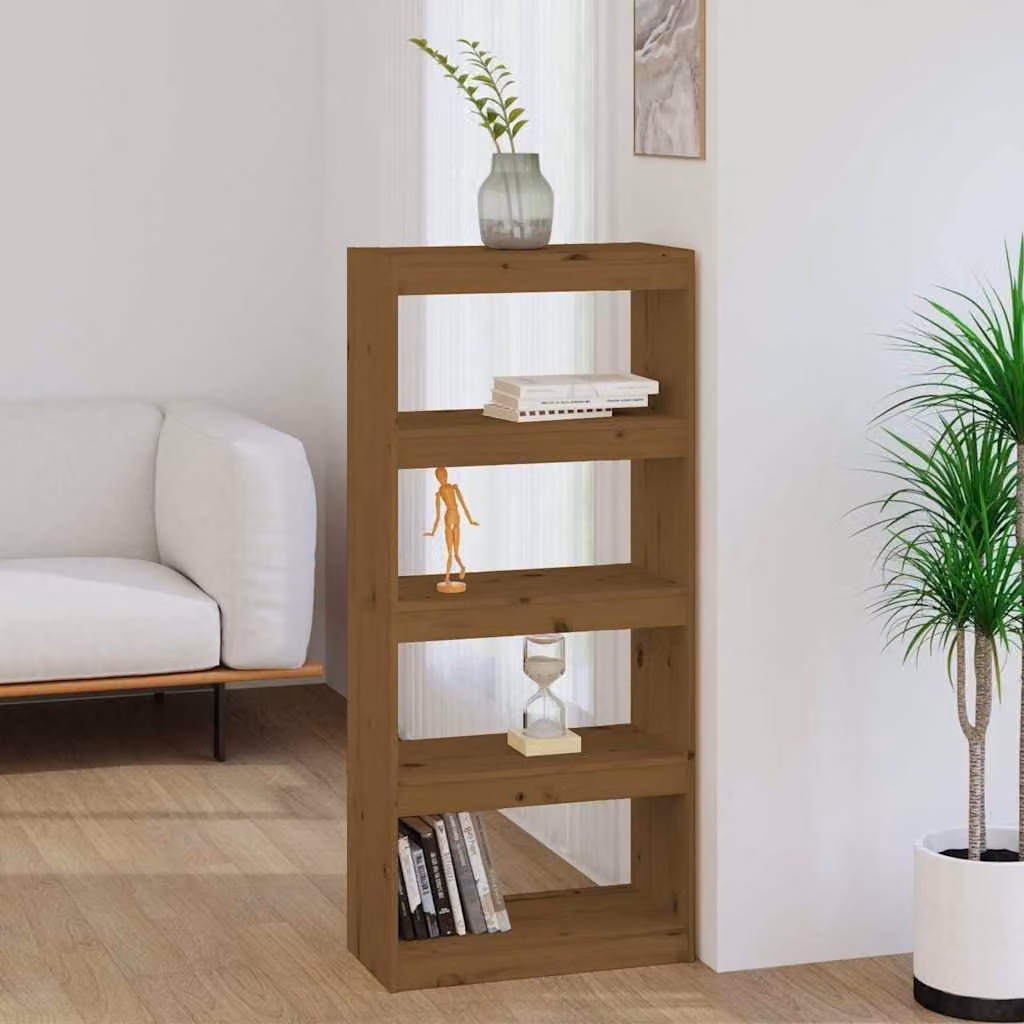 Libreria/Divisorio vidaXL in Legno Massello di Pino, Colore Ambra, L 60 cm x P 30 cm x H 135,5 cm