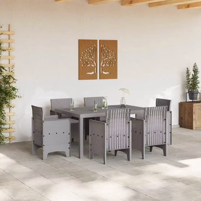 vidaXL Set da Pranzo per Giardino e Terrazzo 7 pz in Polyrattan Grigio